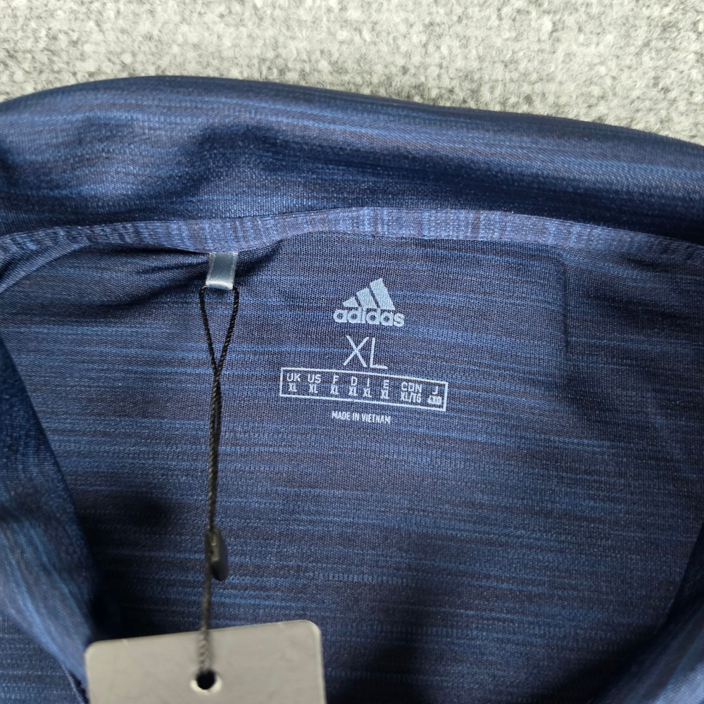 Adidas Polo Shirt Mens XL Navy Striated Golf w/Logo DZ7173 NWT - Picture 3 of 10